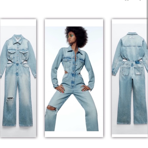 Zara full length blue denim jumpsuit with side cut-outs
NWT Bloggers favorite S - Picture 4 of 11